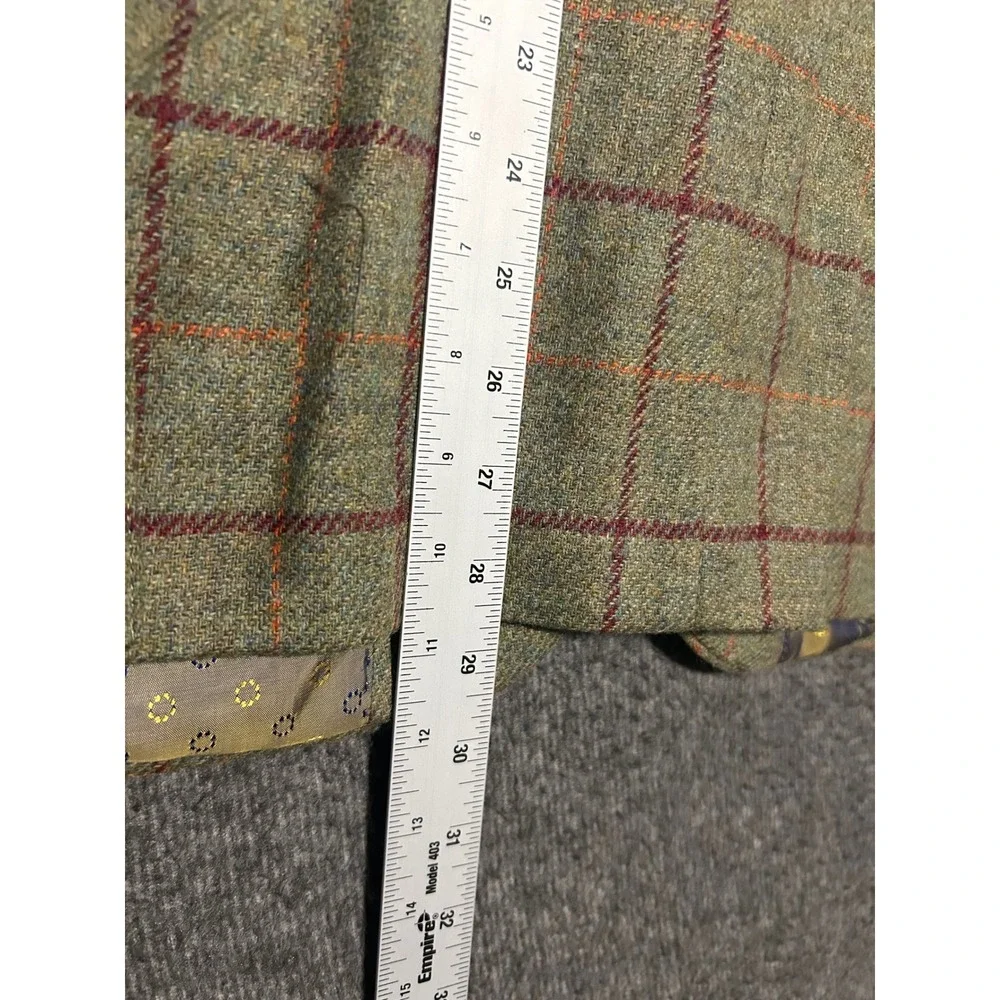 Samuel windsor british tweed blazer jacket mens windowpane green size 40 short
